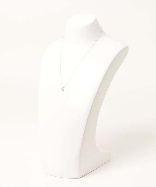 「anq.」K10WG・アコヤパール Vライン 0.05ctダイヤモンド ネックレス（ネックレス）｜anq.（アンク）