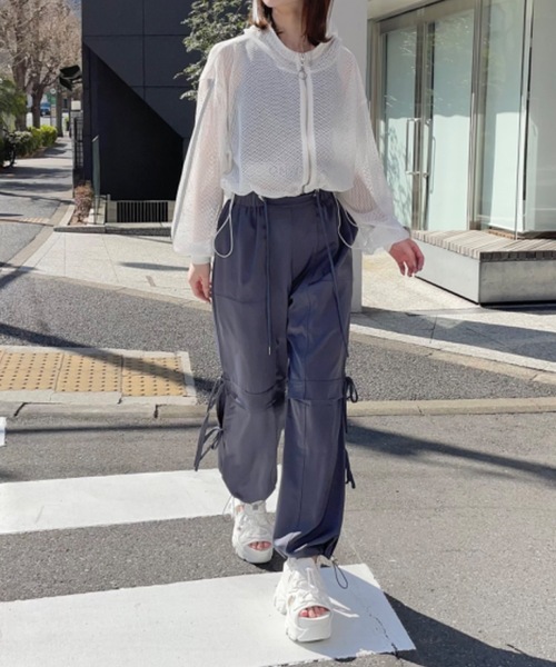 one way(ワンウェイ)の「サテンリボンカーゴパンツ(カーゴパンツ・レディース・ブラック/ピンク/グレー/グリーン・FREE)」の8枚目の写真
