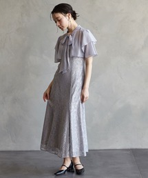 美品✨エメ　リボンボレロ付きマルチWAYパーティードレス　L　ピンク セール】リボンボレロ付きマルチWAYパーティードレス 結婚式