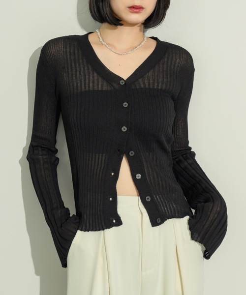 NEUNA（ヌナ）の「フレアスリーブリブサマーカーディガン（カーディガン/ボレロ・レディース・アイボリー/チャコールグレー/ブラック・FREE）」の6枚目の写真