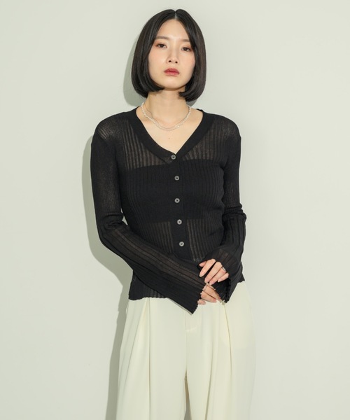 NEUNA（ヌナ）の「フレアスリーブリブサマーカーディガン（カーディガン/ボレロ・レディース・アイボリー/チャコールグレー/ブラック・FREE）」の9枚目の写真