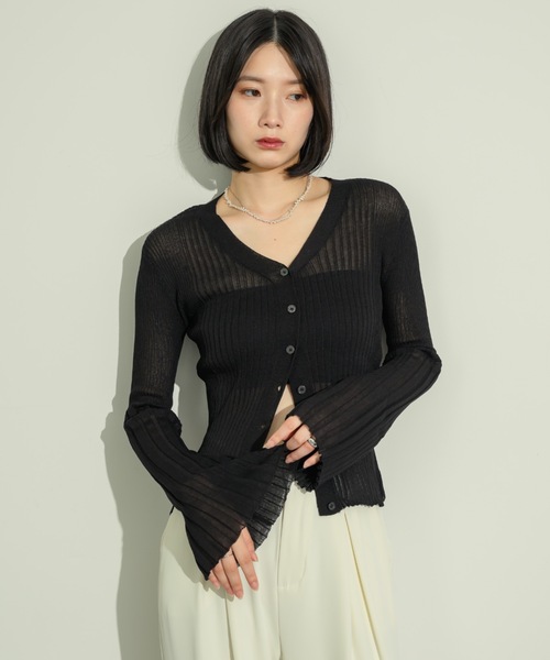 NEUNA（ヌナ）の「フレアスリーブリブサマーカーディガン（カーディガン/ボレロ・レディース・アイボリー/チャコールグレー/ブラック・FREE）」の7枚目の写真