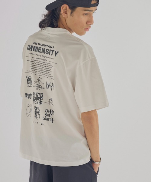 RUSTY(ラスティ)の「【RUSTY/ラスティー】半袖UVTシャツ バックプリント(Tシャツ/カットソー・メンズ・ブラック/ホワイト/ベージュ/カーキ・X-LARGE/LARGE/MEDIUM)」の1枚目の写真