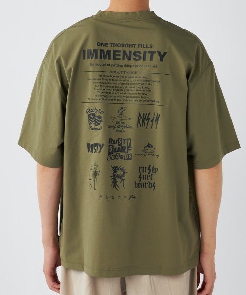 RUSTY(ラスティ)の「【RUSTY/ラスティー】半袖UVTシャツ バックプリント(Tシャツ/カットソー・メンズ・ブラック/ホワイト/ベージュ/カーキ・X-LARGE/LARGE/MEDIUM)」の4枚目の写真