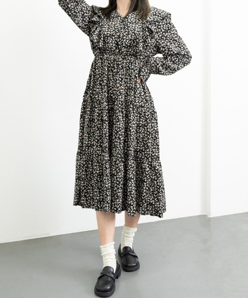 Miniministore(ミニミニストア)の「ティアードワンピース 花柄ワンピース韓国(ワンピース・レディース・ベージュ/ブラック・FREE)」の21枚目の写真
