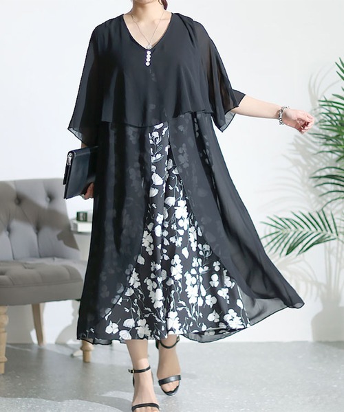 セール】レイヤード風花柄ワンピース（ワンピース）｜GOLDJAPAN