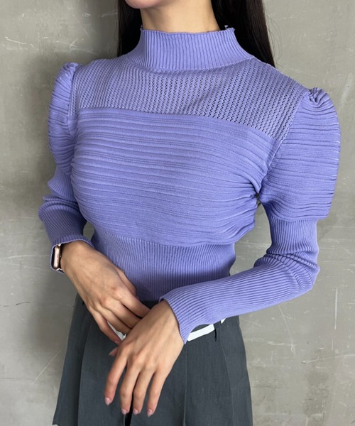 tolene(トレネ)の「パワースリーブハイネックニットプルオーバー(ニット/セーター・レディース・グリーン/イエロー/パープル/ブラック・FREE)」の22枚目の写真