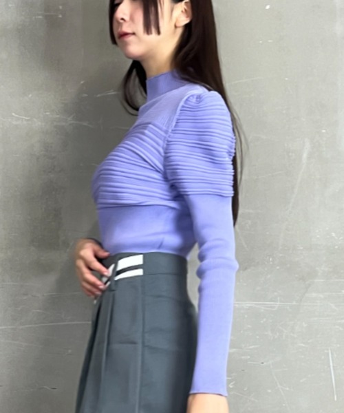 tolene(トレネ)の「パワースリーブハイネックニットプルオーバー(ニット/セーター・レディース・グリーン/イエロー/パープル/ブラック・FREE)」の12枚目の写真