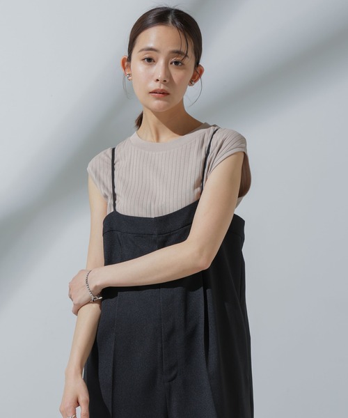 NANO universe(ナノユニバース)の「Anti Soaked(R) 汗染み防止 リブノースリーブTシャツ(Tシャツ/カットソー・レディース・ブラック/グレー系その他4/チャコール/アイボリー・S/M)」の3枚目の写真