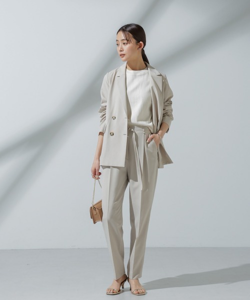 NANO universe(ナノユニバース)の「Anti Soaked(R) 汗染み防止 リブノースリーブTシャツ(Tシャツ/カットソー・レディース・ブラック/グレー系その他4/チャコール/アイボリー・S/M)」の14枚目の写真