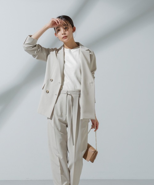 NANO universe(ナノユニバース)の「Anti Soaked(R) 汗染み防止 リブノースリーブTシャツ(Tシャツ/カットソー・レディース・ブラック/グレー系その他4/チャコール/アイボリー・S/M)」の15枚目の写真