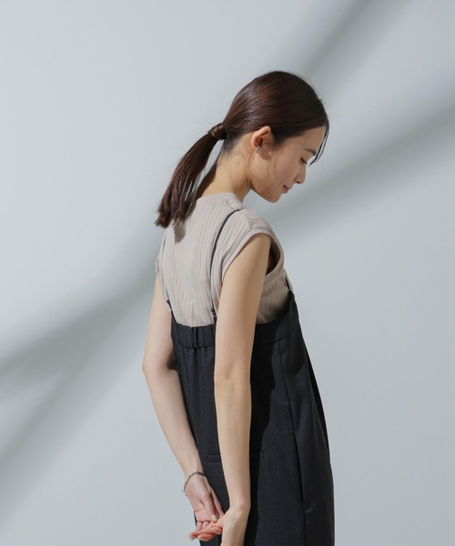 NANO universe(ナノユニバース)の「Anti Soaked(R) 汗染み防止 リブノースリーブTシャツ(Tシャツ/カットソー・レディース・ブラック/グレー系その他4/チャコール/アイボリー・S/M)」の18枚目の写真