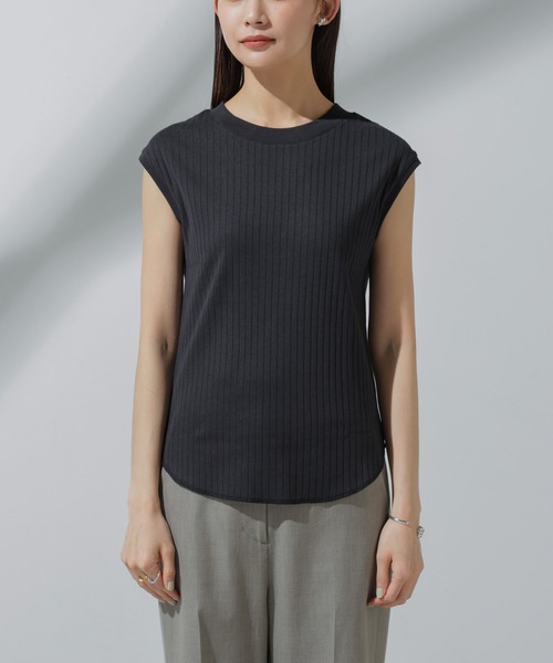 NANO universe(ナノユニバース)の「Anti Soaked(R) 汗染み防止 リブノースリーブTシャツ(Tシャツ/カットソー・レディース・ブラック/グレー系その他4/チャコール/アイボリー・S/M)」の10枚目の写真