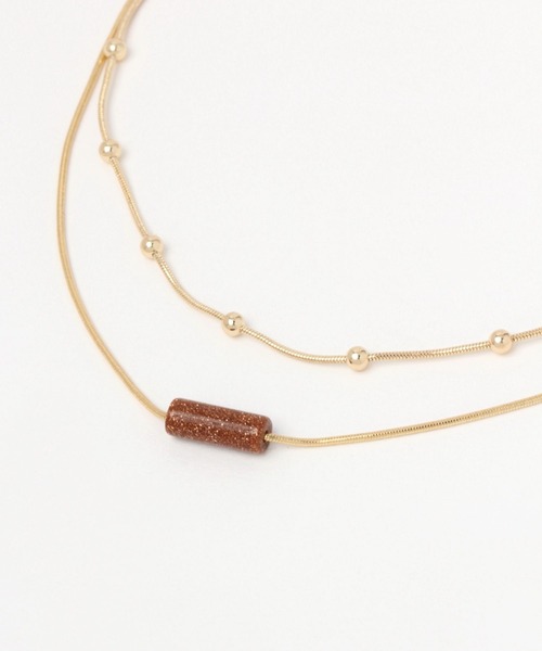 niko and...（ニコアンド）の「ストーンチェーン2連ネックレス（ネックレス・レディース・レッド/グリーン/ブラック/ブルー・0）」の4枚目の写真