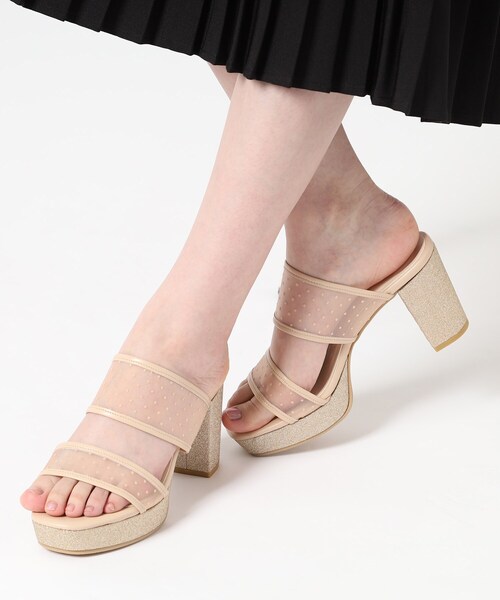 ESPERANZA(エスペランサ)の「ダブルベルトラメ厚底ミュールサンダル 24SS(サンダル・レディース・ホワイト系9/ブラック系8/ベージュ系8・S/M/L/LL)」の3枚目の写真