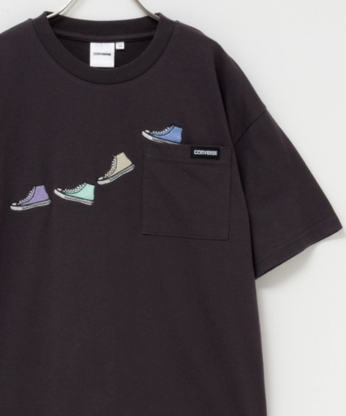 CONVERSE（コンバース）の「CONVERSE コンバース ポケット付き刺繍Ｔシャツ（Tシャツ/カットソー・キッズ・チャコールグレー/杢グレー・160/150/140/130/120）」の2枚目の写真