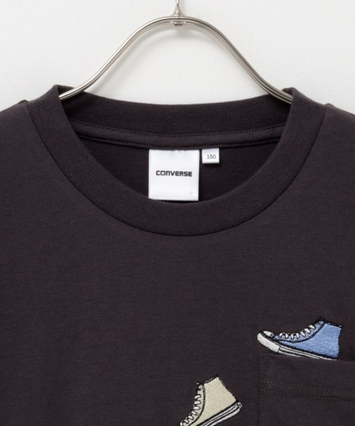 CONVERSE（コンバース）の「CONVERSE コンバース ポケット付き刺繍Ｔシャツ（Tシャツ/カットソー・キッズ・チャコールグレー/杢グレー・160/150/140/130/120）」の6枚目の写真