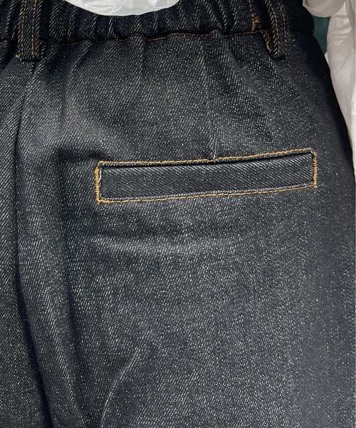 Meli rich（メリーリッチ）の「リジットデニムサイドポケットタックパンツ（デニムパンツ・レディース・ブラック/インディゴブルー・FREE）」の10枚目の写真