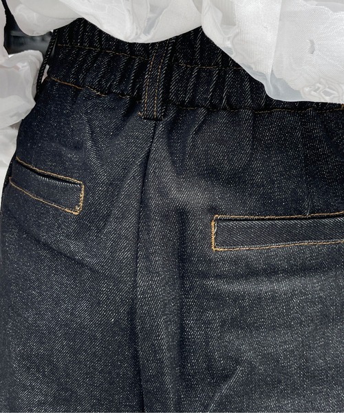 Meli rich（メリーリッチ）の「リジットデニムサイドポケットタックパンツ（デニムパンツ・レディース・ブラック/インディゴブルー・FREE）」の11枚目の写真