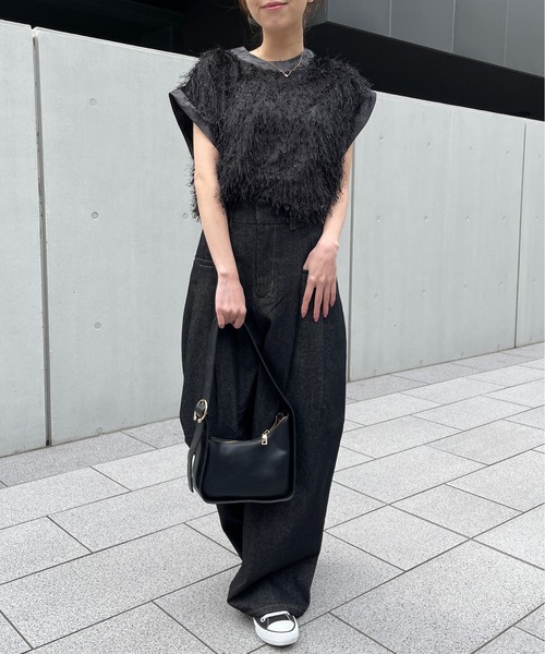 Meli rich（メリーリッチ）の「リジットデニムサイドポケットタックパンツ（デニムパンツ・レディース・ブラック/インディゴブルー・FREE）」の18枚目の写真