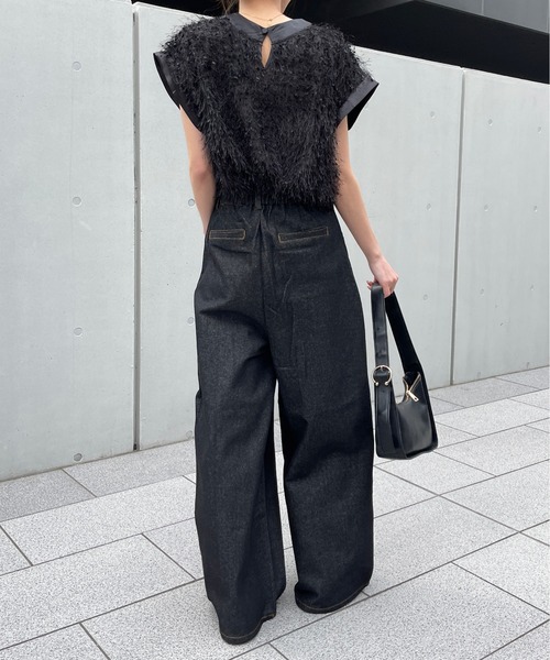 Meli rich（メリーリッチ）の「リジットデニムサイドポケットタックパンツ（デニムパンツ・レディース・ブラック/インディゴブルー・FREE）」の22枚目の写真