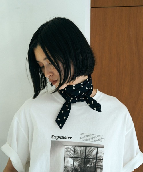 marjour(マージュール)の「DOT TWILLY(バンダナ/スカーフ・レディース・オフホワイト/ネイビー・FREE)」の6枚目の写真