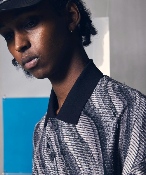 ウェーブバックカットジャガードプライムオーバーショートスリーブポロシャツサイズ1 MAISON SPECIAL（メゾンスペシャル）の「《UNISEX》Wave Back