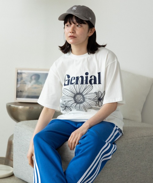 セール】SUGGESTION/サジェッション フラワー刺繍Tシャツ（T