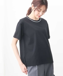 MK MICHEL KLEIN | 配色ネックデザインTシャツ/接触冷感/洗える(Tシャツ/カットソー)