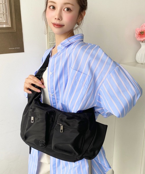 セール】立体ポケットナイロンボディバッグ（ボディバッグ/ウエスト