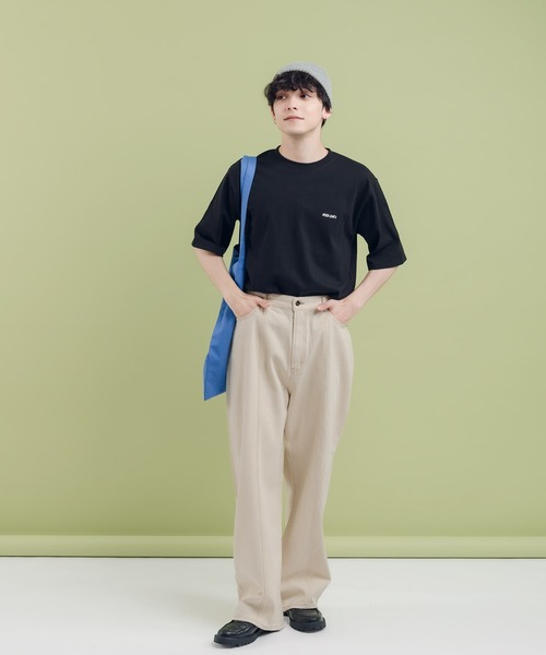 【新品未使用品♪】春色 センターシームワイドデニムパンツ　グリーン セール】センターシームデニムパンツ（デニムパンツ）｜MUHET