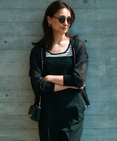 【洗える】シャイニーシアー ニットパーカー（パーカー）｜23区（ニジュウサンク）