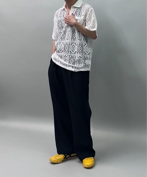 MandO(エムオー)(エムオー)の「【MandO】レースパッチワークハーフジップシアーポロシャツ(ポロシャツ・メンズ・オフホワイト/ブラック・LARGE/MEDIUM)」の17枚目の写真
