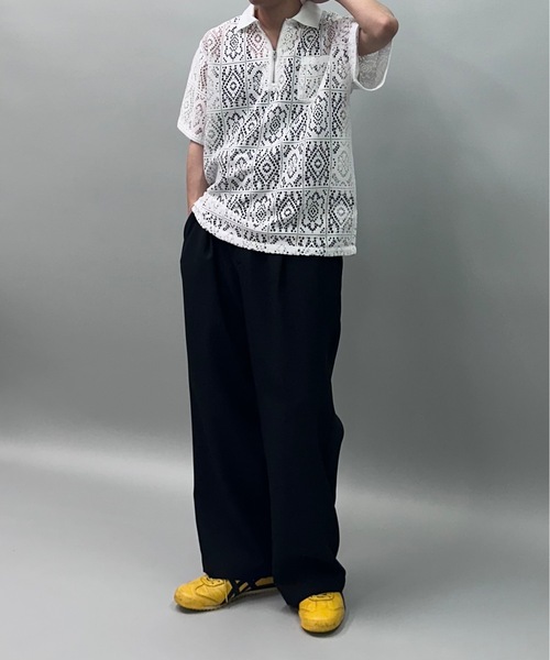 MandO(エムオー)(エムオー)の「【MandO】レースパッチワークハーフジップシアーポロシャツ(ポロシャツ・メンズ・オフホワイト/ブラック・LARGE/MEDIUM)」の18枚目の写真