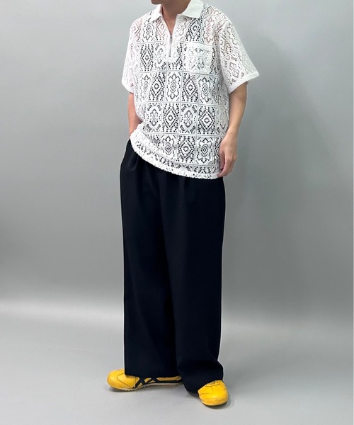 MandO(エムオー)(エムオー)の「【MandO】レースパッチワークハーフジップシアーポロシャツ(ポロシャツ・メンズ・オフホワイト/ブラック・LARGE/MEDIUM)」の19枚目の写真