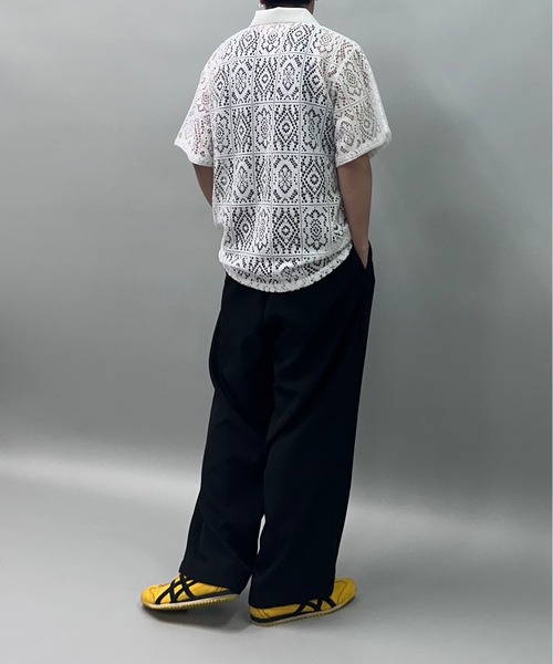MandO(エムオー)(エムオー)の「【MandO】レースパッチワークハーフジップシアーポロシャツ(ポロシャツ・メンズ・オフホワイト/ブラック・LARGE/MEDIUM)」の21枚目の写真