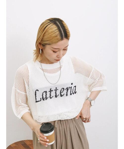 Samansa Mos2 blue（サマンサモスモスブルー）の「◎ロゴメッシュニット（ニット/セーター・レディース・カーキ/ブラック/オフホワイト・F）」の4枚目の写真