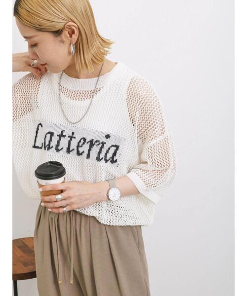 Samansa Mos2 blue（サマンサモスモスブルー）の「◎ロゴメッシュニット（ニット/セーター・レディース・カーキ/ブラック/オフホワイト・F）」の5枚目の写真