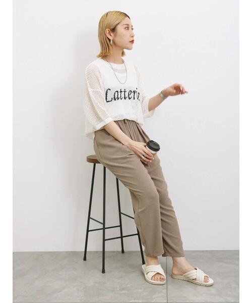 Samansa Mos2 blue（サマンサモスモスブルー）の「◎ロゴメッシュニット（ニット/セーター・レディース・カーキ/ブラック/オフホワイト・F）」の7枚目の写真