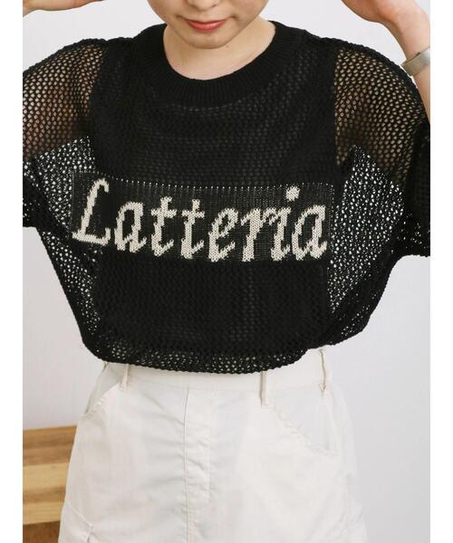 Samansa Mos2 blue（サマンサモスモスブルー）の「◎ロゴメッシュニット（ニット/セーター・レディース・カーキ/ブラック/オフホワイト・F）」の10枚目の写真