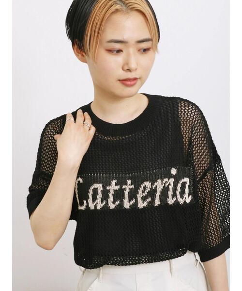 Samansa Mos2 blue（サマンサモスモスブルー）の「◎ロゴメッシュニット（ニット/セーター・レディース・カーキ/ブラック/オフホワイト・F）」の11枚目の写真