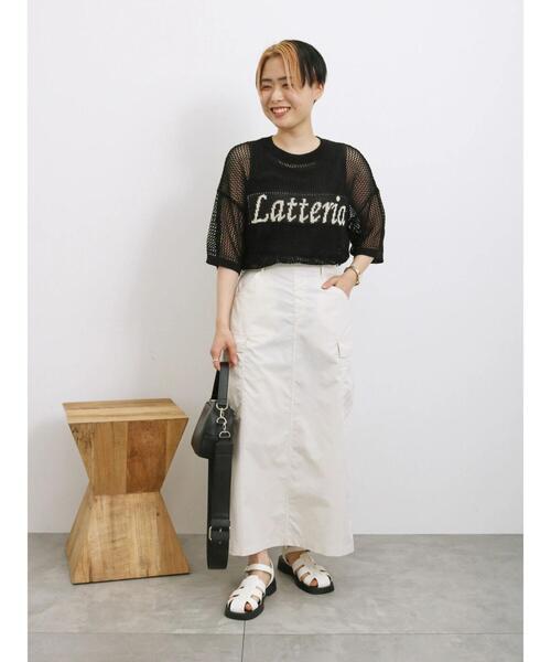 Samansa Mos2 blue（サマンサモスモスブルー）の「◎ロゴメッシュニット（ニット/セーター・レディース・カーキ/ブラック/オフホワイト・F）」の12枚目の写真