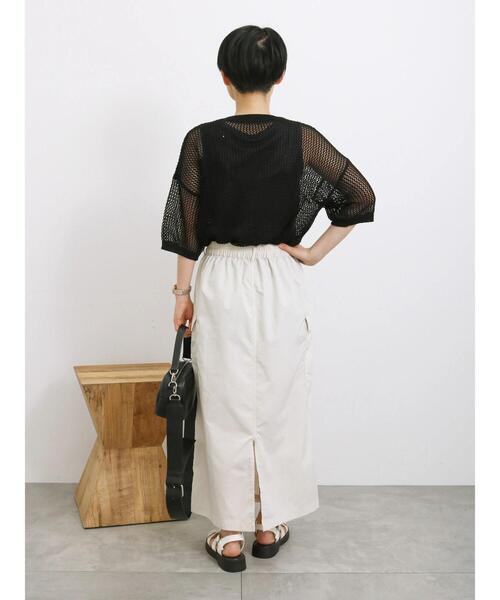 Samansa Mos2 blue（サマンサモスモスブルー）の「◎ロゴメッシュニット（ニット/セーター・レディース・カーキ/ブラック/オフホワイト・F）」の13枚目の写真