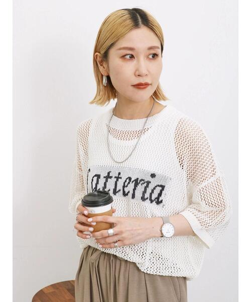 Samansa Mos2 blue（サマンサモスモスブルー）の「◎ロゴメッシュニット（ニット/セーター・レディース・カーキ/ブラック/オフホワイト・F）」の19枚目の写真