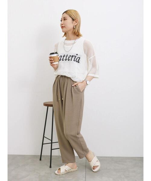 Samansa Mos2 blue（サマンサモスモスブルー）の「◎ロゴメッシュニット（ニット/セーター・レディース・カーキ/ブラック/オフホワイト・F）」の21枚目の写真