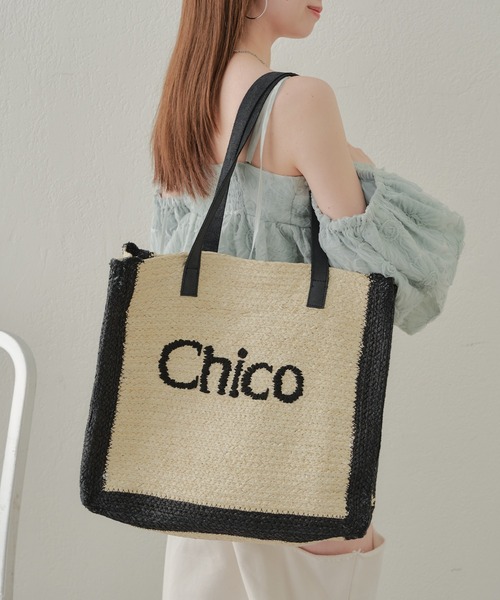 CHAKO ハンドトートバッグ ベージュ Chico（チコ）の「配色ロゴ入りBIGトートバッグ（トートバッグ