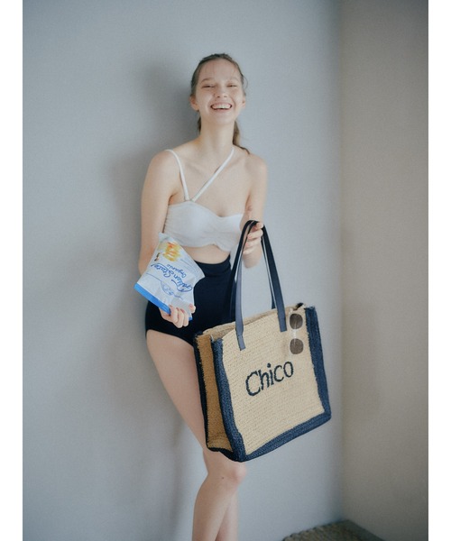 Chico（チコ）の「配色ロゴ入りBIGトートバッグ（トートバッグ