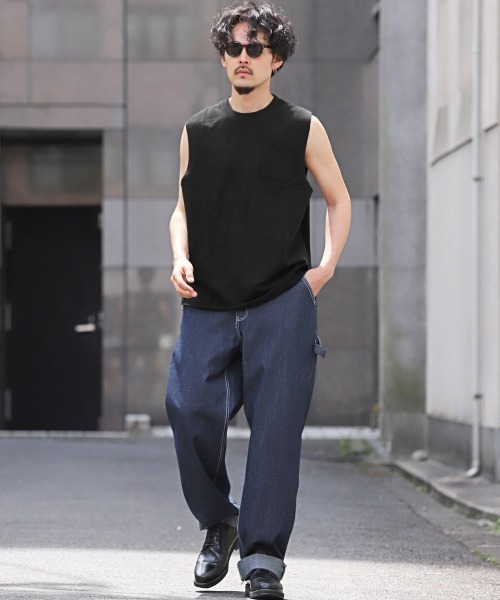 LUXSTYLE(ラグスタイル)の「ミニ裏毛クルーネックノースリーブ(タンクトップ・メンズ・ブラック/オフホワイト・L/M)」の6枚目の写真
