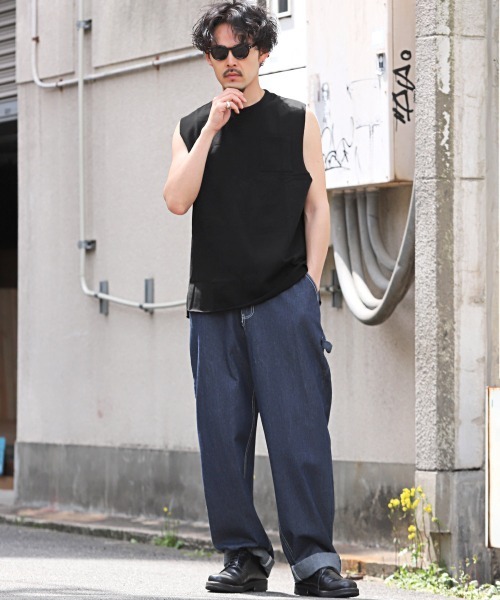 LUXSTYLE(ラグスタイル)の「ミニ裏毛クルーネックノースリーブ(タンクトップ・メンズ・ブラック/オフホワイト・L/M)」の7枚目の写真