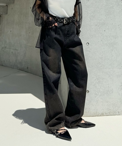 PAGEBOY（ページボーイ）の「foilペイントデニム2（デニムパンツ・レディース・ブルー/ブラック・24inch/25inch/26inch/27inch）」の21枚目の写真